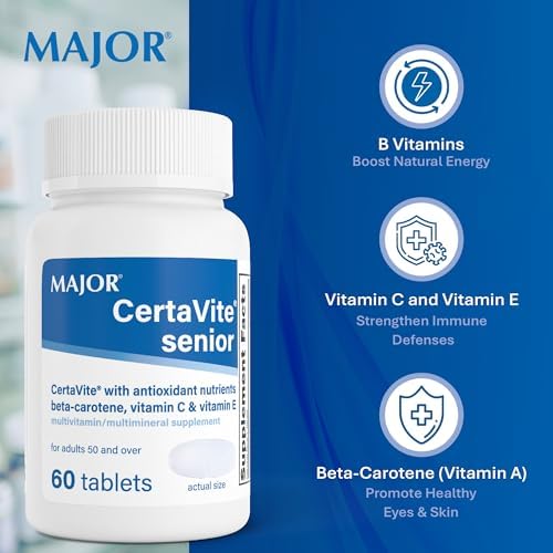 MAJOR CertaVite Senior Multivitamin with Antioxidants, 60 Tablets | Multivitamin for Women and Men With Beta-Carotene, Iron, Vitamin C and E