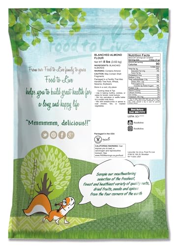 Food to Live - Blanched Almond Flour, 12 Pounds Non-GMO Verified, Finely Milled, Raw, Vegan, Keto, Paleo, Bulk, Low Sodium, Low Carb. Good Source of Fiber, Protein, Vitamin E, Copper.