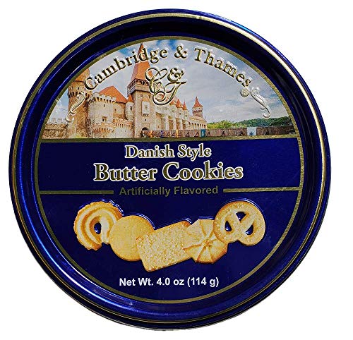 Cambridge and Thames Danish Butter Style Butter Cookies - 4 Oz. Mini Gift Tin - 3 Pack