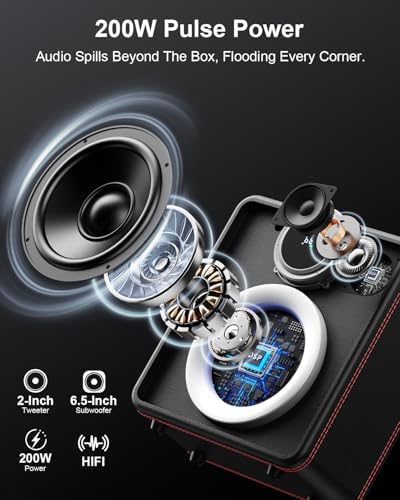 JYX Karaoke Machine with 2 Wireless Microphones, Bluetooth Party Speaker | Powerful Bass & Clear Vocals for Karaoke, 24H Portable Entertainment