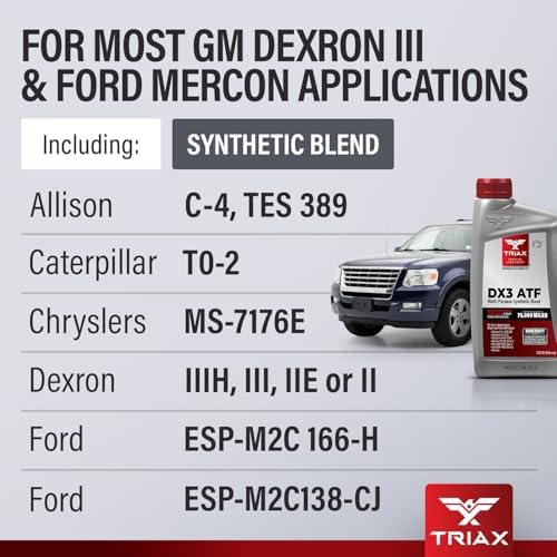 TRIAX DX3 ATF - Compatible with All GM Dexron III and Ford Mercon Applications- Multi-Purpose, Friction Optimized, High Mileage Automatic Transmission Fluid (5 Gallon)