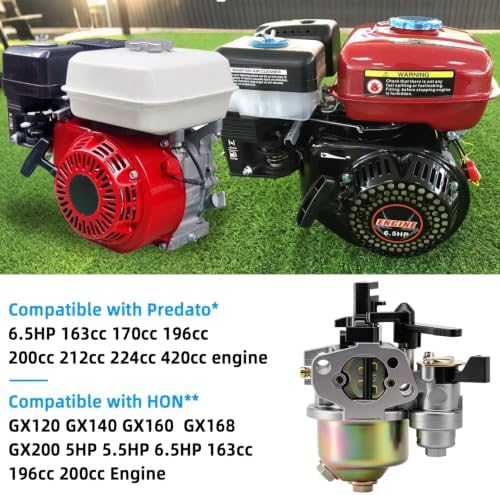 GX160 Carburetor Compatible with 212cc Predator 224cc 196cc 200cc Minibike GX120 GX168 GX200 GX140 Engine 5.5HP 6.5HP Pressure Washer Baja 200 Go