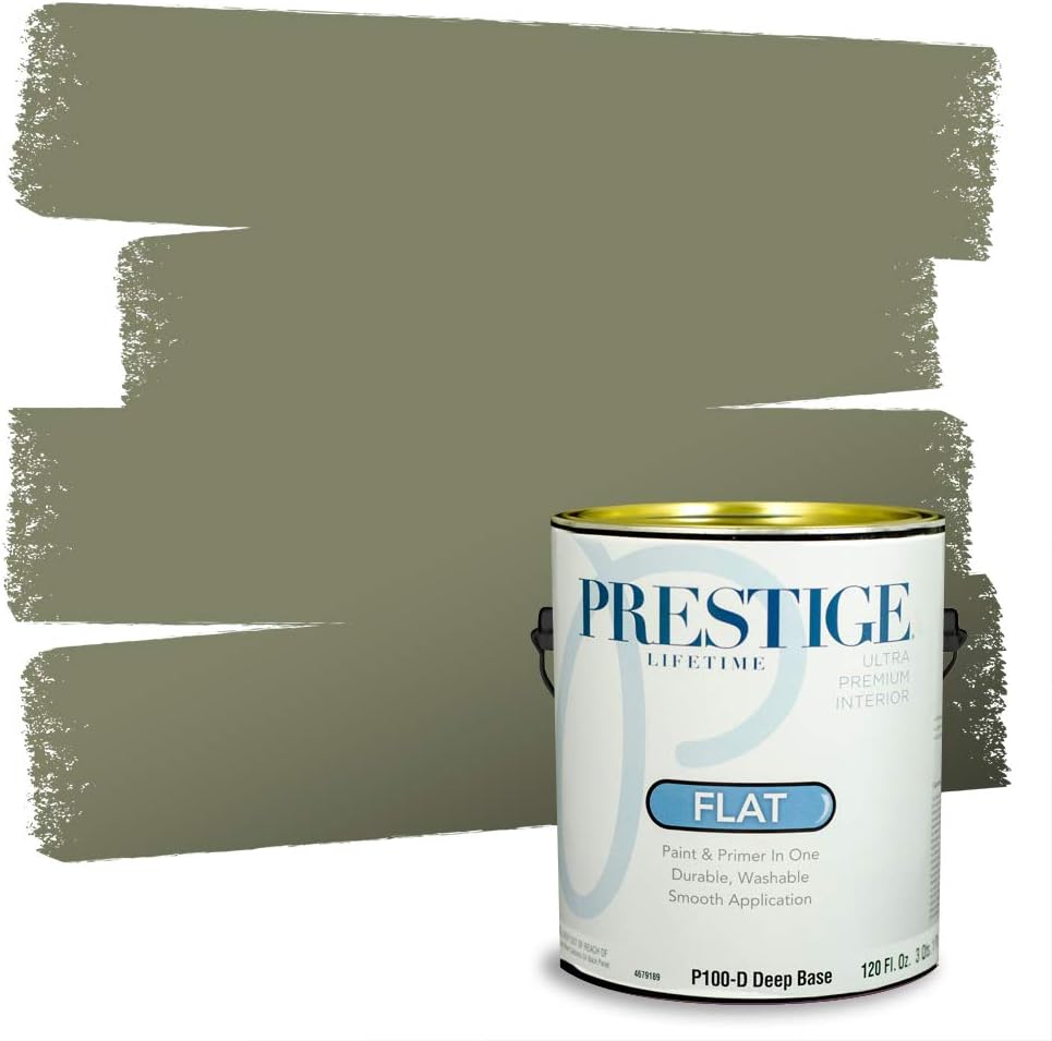 PRESTIGE Paints Exterior Paint and Primer In One, 1-Gallon, Flat, Comparable Match of Sherwin Williams* Coastal Plain*