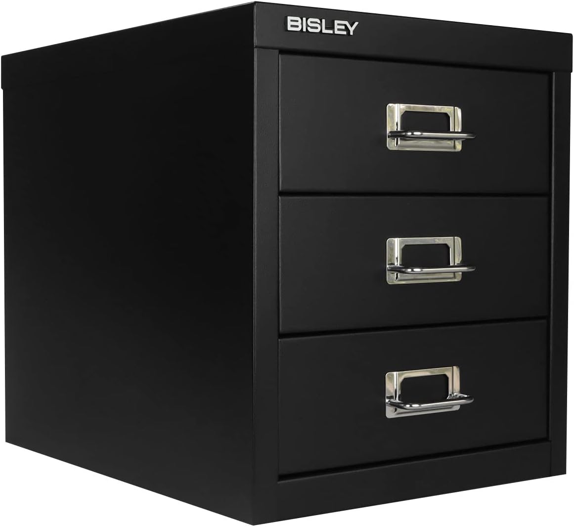 5-Drawer Steel MultiDrawer Cabinet - Orange, by Bisley | Chrome Pull Handles with Label Holders, Powder-Coated Steel, Removable Drawers, Desktop Storage, Labels Included