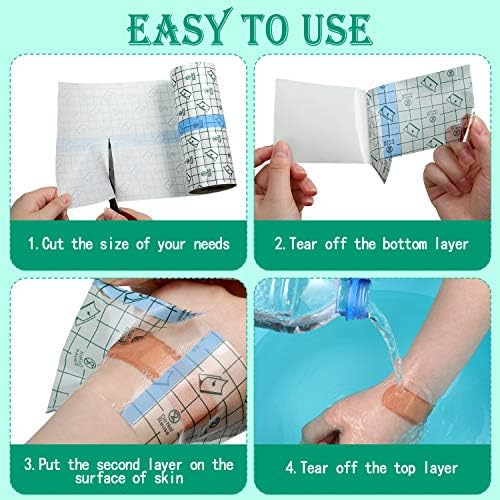 BBTO Transparent Waterproof Adhesive Dressing Bandage Tape, 6 x 197 Inch