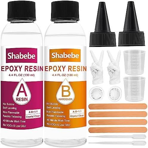 Epoxy Resin, 32OZ Epoxy Resin Crystal Clear, Not-Yellowing No-Bubble, Self Leveling Easy Pour/Mix 1:1 Casting Kit & Coating for DIY Jewelry Making