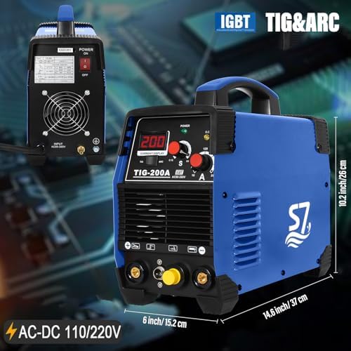 S7 200A HF Start TIG Welder, DC TIG and Stick Welder, 110V/220V Dual Voltage Portable Welding Machine for Garage Repair, DIY Projects
