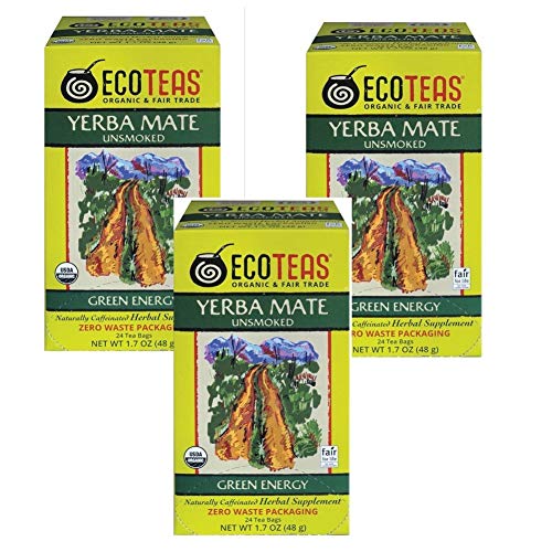 ECOTEAS Organic Yerba Mate Unsmoked Tea 24 Bags (Pack of 3)