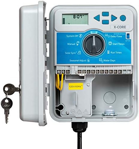 Hunter X-Core Sprinkler Timer, 6-Zone Indoor/Outdoor Sprinkler Controller | Indoor/outdoor 6-zone irrigation controller with seasonal adjustment