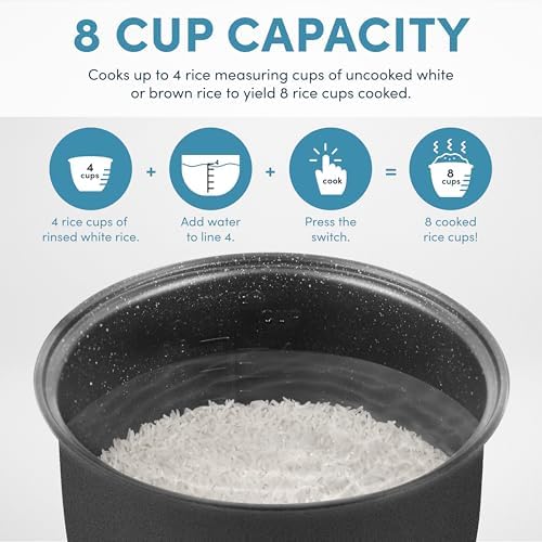 Aroma Housewares 8-Cup (Cooked) (4-Cup UNCOOKED) Digital Rice Cooker and Food Steamer (ARC-914D),White