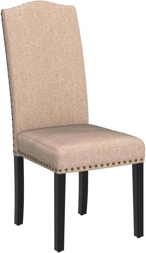 Yaheetech Dining Chairs Set of 2 High Back Parson Chairs Khaki