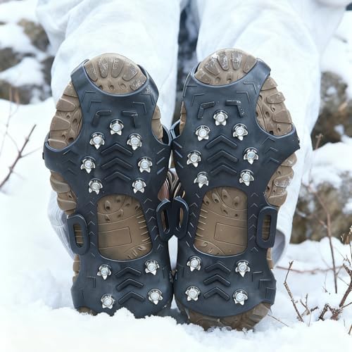 Ice Cleats for Shoes and Boots Anti Slip Ice Grips Snow Crampons Traction Cleats Hiking Fishing Walking Gear