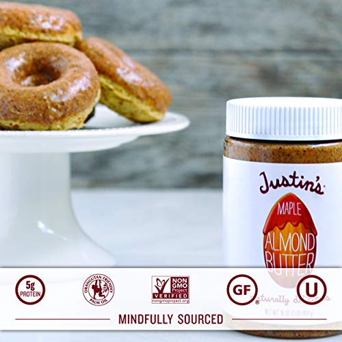 Justin's Classic Almond Butter, Only Two Ingredients, No Stir, Gluten-free, Non-GMO, Keto-friendly, Responsibly Sourced, 16 Ounce Jar, Pack of 1