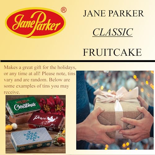 Jane Parker Fruitcake Classic Light Fruit Cake 1 pound (16 Ounce) Loaf in a Collectible Holiday Tin-Holiday-Christmas Cake-The Best Fruitcake You