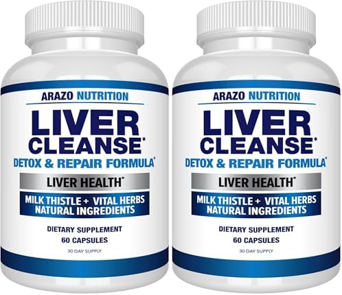 Arazo Nutrition Liver Cleanse Detox & Repair Formula – Milk Thistle Herbal Support Supplement: Silymarin, Beet, Artichoke, Dandelion, Chicory Root