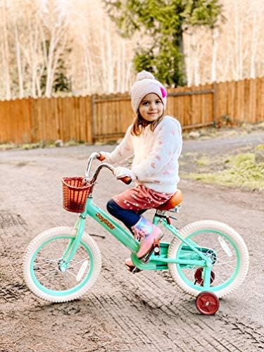 JOYSTAR 12-16" Vintage Kids Bike Ages 2-7Y, Training Wheels/Basket