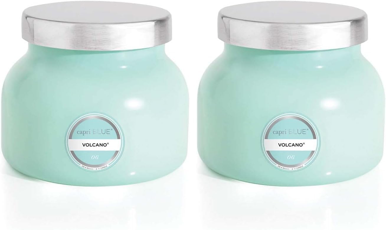 Capri Blue Volcano Scented Candles - Luxury Glass Jar Candles for Home Scented with Tropical Fruit & Sugared Citrus - Soy Wax Blend - Blue Color (19 oz)