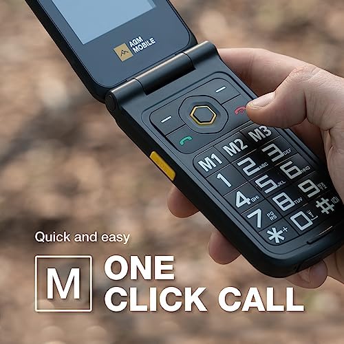 AGM M8 Rugged Basic Flip Phone, 4G Feature Cell Phone, Simple Mobile Phones, Waterproof | Drop-Proof, SOS Side Key, Speed Dial, 104dB Powerful Speaker