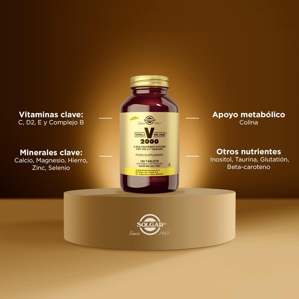 Solgar Formula VM-2000 (Multinutrient System), 180 Tablets - Contains Zinc | Premium Quality Multiple - Supports A Healthy Immune System - Vegan