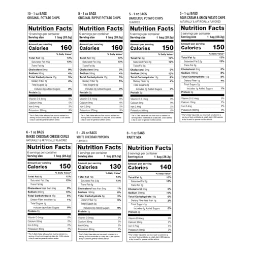 Utz Snack Variety Pack Individual Snacks, Includes Potato Chips, Cheese Curls, Popcorn, and Party Mix, Crunchy Travel Snacks for Lunches