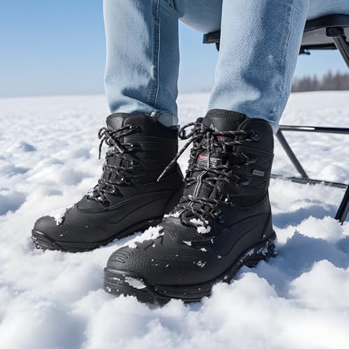 NORTIV 8 Men's Insulated Waterproof Winter Snow Boots | Sealed Build Keeps Feet Dry; Rubber Outsole Boosts Grip; Stable Fit Adds Support; Ideal for Hiking, Daily Wear BRIGADE