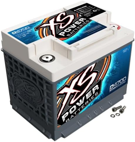 XS Power D4700 2900 Amp AGM Battery with M6 Terminal Hardware - Group 47 12 Volt 62Ah 760CA Deep Cycle AGM Powercell for Car Audio Systems and