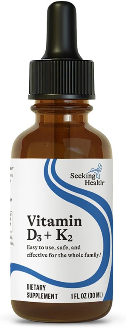 Seeking Health Vitamin D3 + K2 Drops - Liquid Vitamin D & K Supports Immune System Function & Bone Health - Aids Calcium Absorption - Aids Healthy