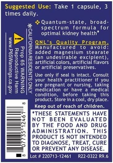 Quantum Nutrition Labs Kidney Support - Kidney Health Supplement, Natural Antioxidant Support for Men and Women with Cranberry, Rhodiola Rosea