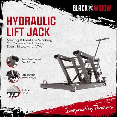 Black Widow Motorcycle or ATV Lift Jack Stand Hydraulic, Steel, 1,500 lb