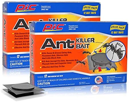 PIC Plastic Ant Control Bait Stations, Kills Ant Colonies Effectively, 2 Pack (24 Traps Total)