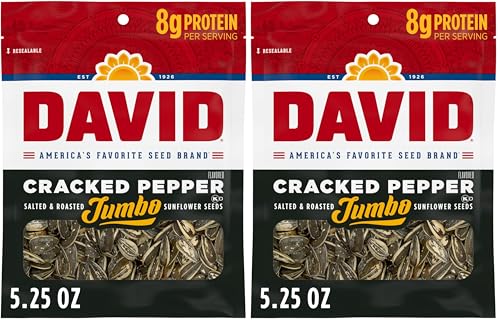 DAVID Jumbo Sunflower Seeds, Cracked Pepper Flavor, 5.25 oz.