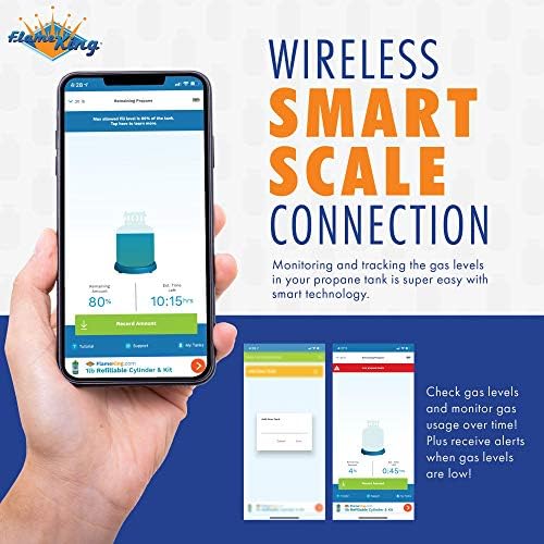 Flame King Smart Wireless Propane Tank Scale - Bluetooth Gas Gauge with App Connectivity for BBQ and Grills Monitors Multiple Propane Cylinders