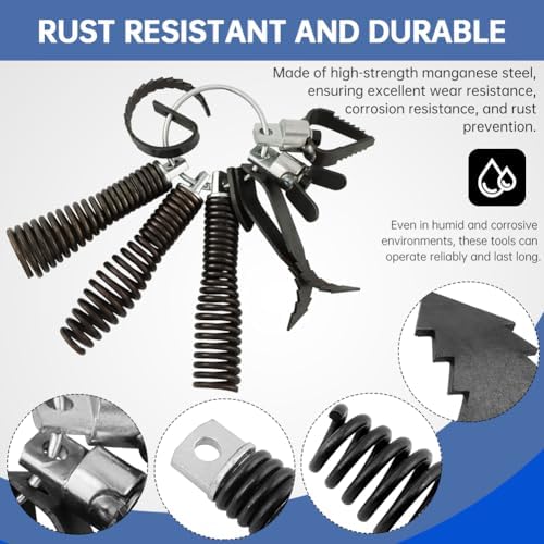 Drain-Snake Drill Attachments, Auger Cutter Kit for Roots Grease and Stubborn Clogs, Used in 50FT-100FT Electric Snakes