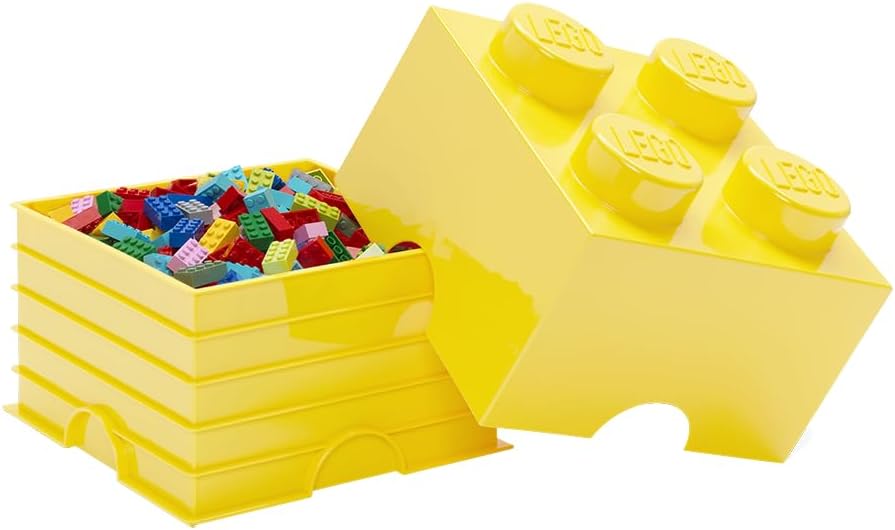 Room Copenhagen LEGO Storage Brick Drawer 4, 9-3/4 x 9-3/4 x 7-1/8 Inches, Bright Yellow (4003) | Stackable Storage Box Storage with Lid Toy Organization Home Decor Office Kids Room