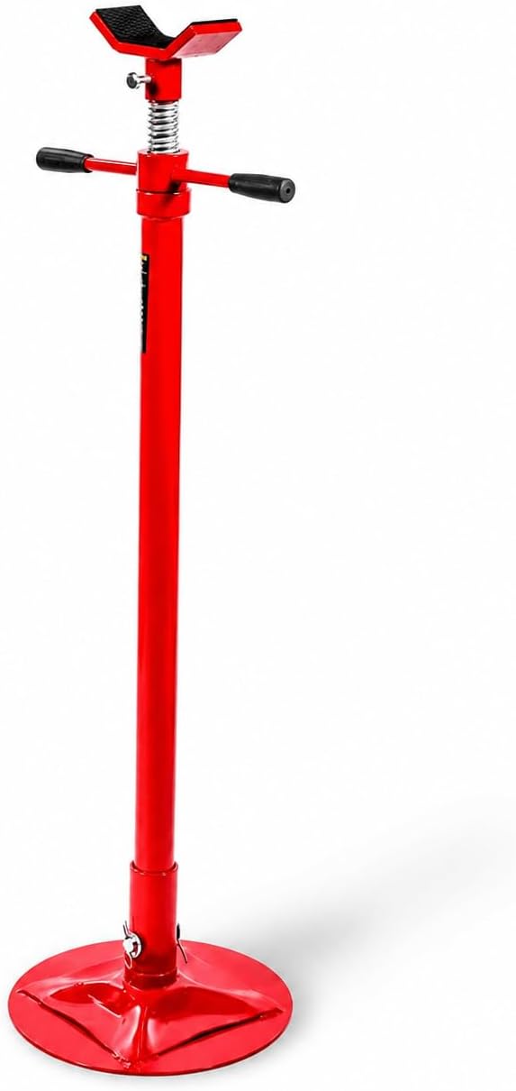 Stark USA Under Hoist Support Lift Jack Stand Wide Base 1/2 Ton 1, 000 lbs Capacity Spin Handle, Self-Locking Threaded Screw