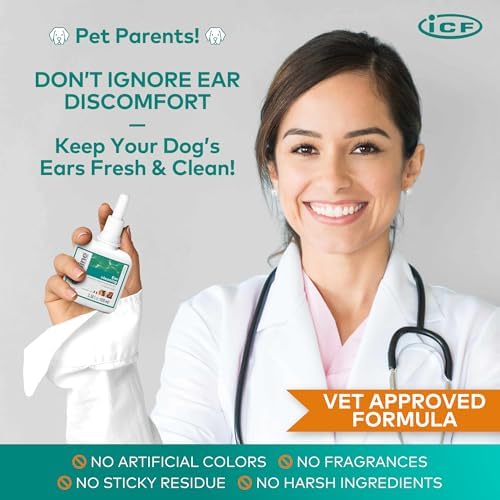 ICF Otodine Dog Ear Cleaner Solution Drops for Itchy Ears, Infections, Head Shaking, Scratching, Wax
