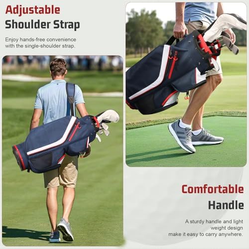 15-Way Golf Cart Bag, Lightweight Golf Club Bag for Men with Cooler | 15 Separate Compartments Easy Club Access Multiple Storage Pockets Cart Strap Channel Beverage Storage and Carry Handles