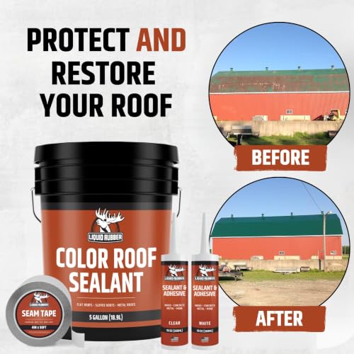 Liquid Rubber Color Roof Sealant - Flat & Metal, White, 1 Gallon | Elastomeric Roof Coating - Waterproof, UV-Stable & Flexible - Compatible with Low-Slope Roofs, Resists Cracking & Chipping