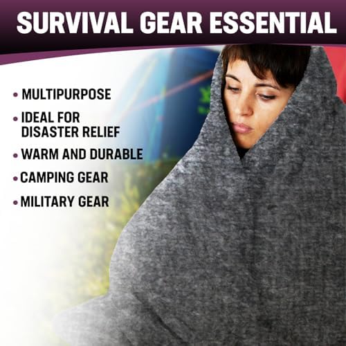 Kemp USA Wool Blanket 60 x 84 Inch Fire Retardant Military Survival Camping