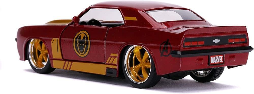 Jada Toys Marvel 1:32 1969 Chevy Camaro Iron Man Die-cast Car, Toys for Kids and Adults