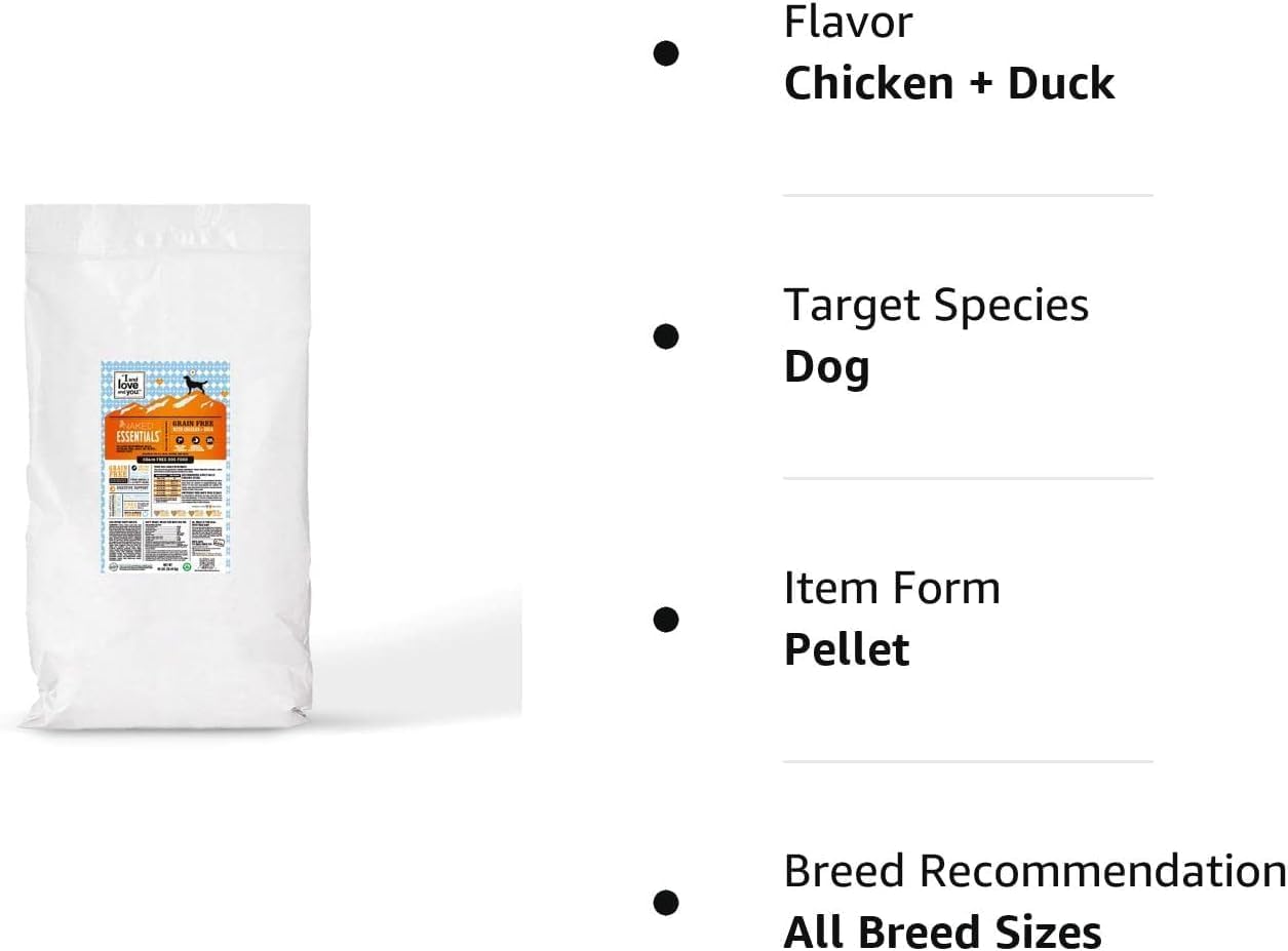 I and love and you Naked Essentials Dry Dog Food - Lamb + Bison - High Protein, Real Meat, No Fillers, Prebiotics + Probiotics, 4lb Bag