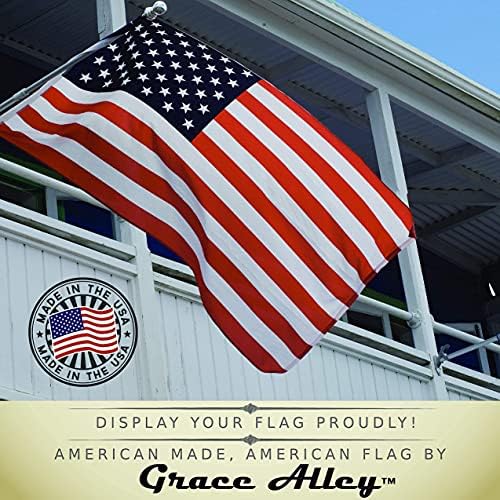 Grace Alley American Flag 3x5, Made in the USA, Outdoor UV Fade Resistant, Waterproof, Vibrant Color, Long Lasting Polyester Cotton Blend with Brass Grommets | Weather Resistant 70% Polyester 30% Cotton