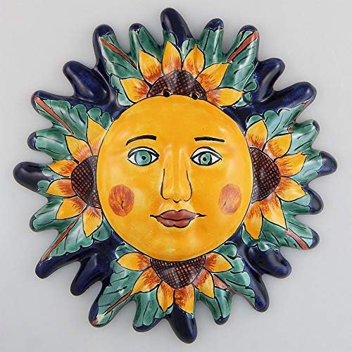 Mexican Talavera Ceramic Sun Face Wall Decor Hanging Pottery Folk Art # 04