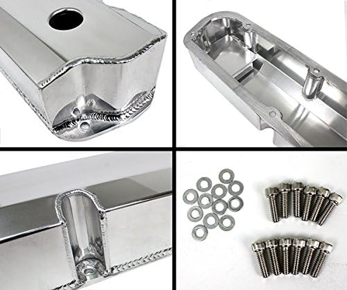 Polished Fabricated Aluminum Valve Covers - Short Bolt 289 302 351W Compatible for SBF Ford