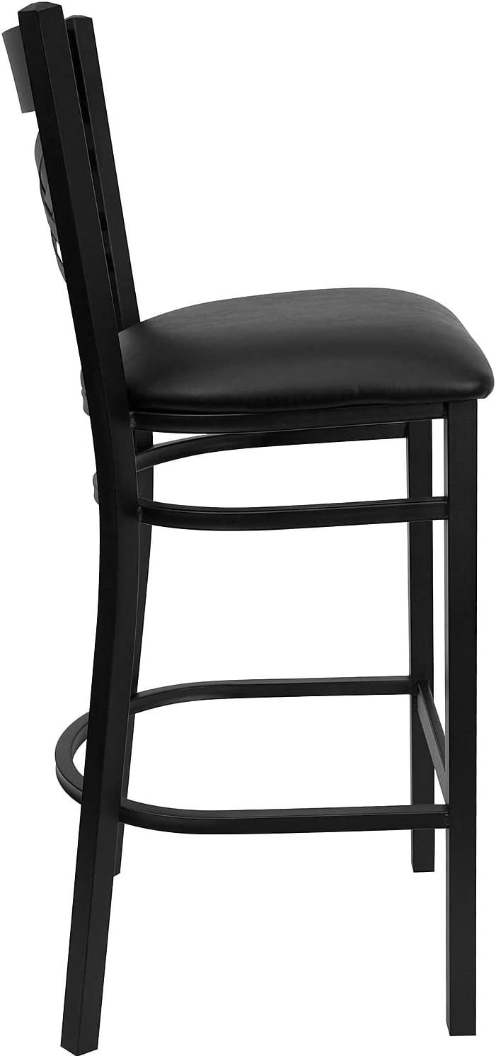 Flash Furniture Hercules Metal Restaurant Barstool, Black | X Back Style, Vinyl Upholstery, Durable Construction, Commercial Use