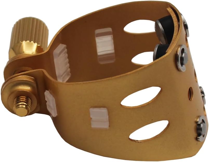 Eastern Music Saxophone Hard rubber mouthpiece Soprano alto Tenor metal ligature Ligature cap (Sandblust gold, Tenor MPC)