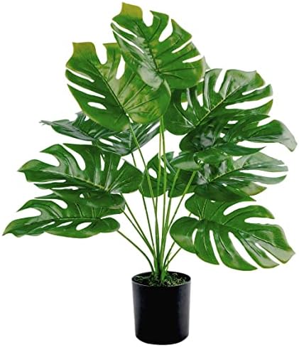 Toopify 19" Artificial Monstera Plant, Fake Plants for Indoor Outdoor Decor