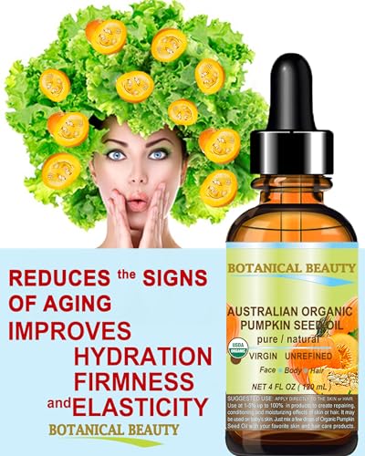 Botanical Beauty Australian ORGANIC PUMPKIN SEED OIL 100% Pure Natural Virgin Unrefined Cold Pressed Carrier Oil. 1 Fl.oz.- 30 ml. for Face, Skin, Hair, Lip, Nails