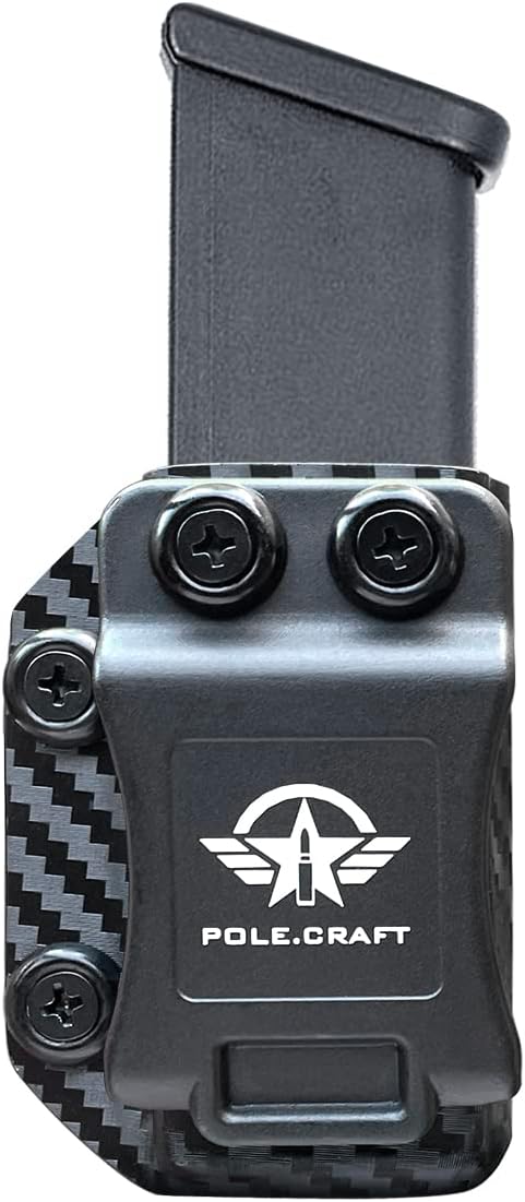 POLE.CRAFT IWB/OWB Magazine Holster Kydex - Mag Carrier Fits: 9mm .40 Double Stack / 9mm .40 Single Stack - P365 1911 Glock 19 19X 17 26 27 28 43 22
