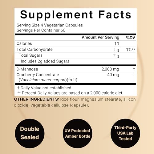 NatureBell D-Mannose 500mg Capsules (2